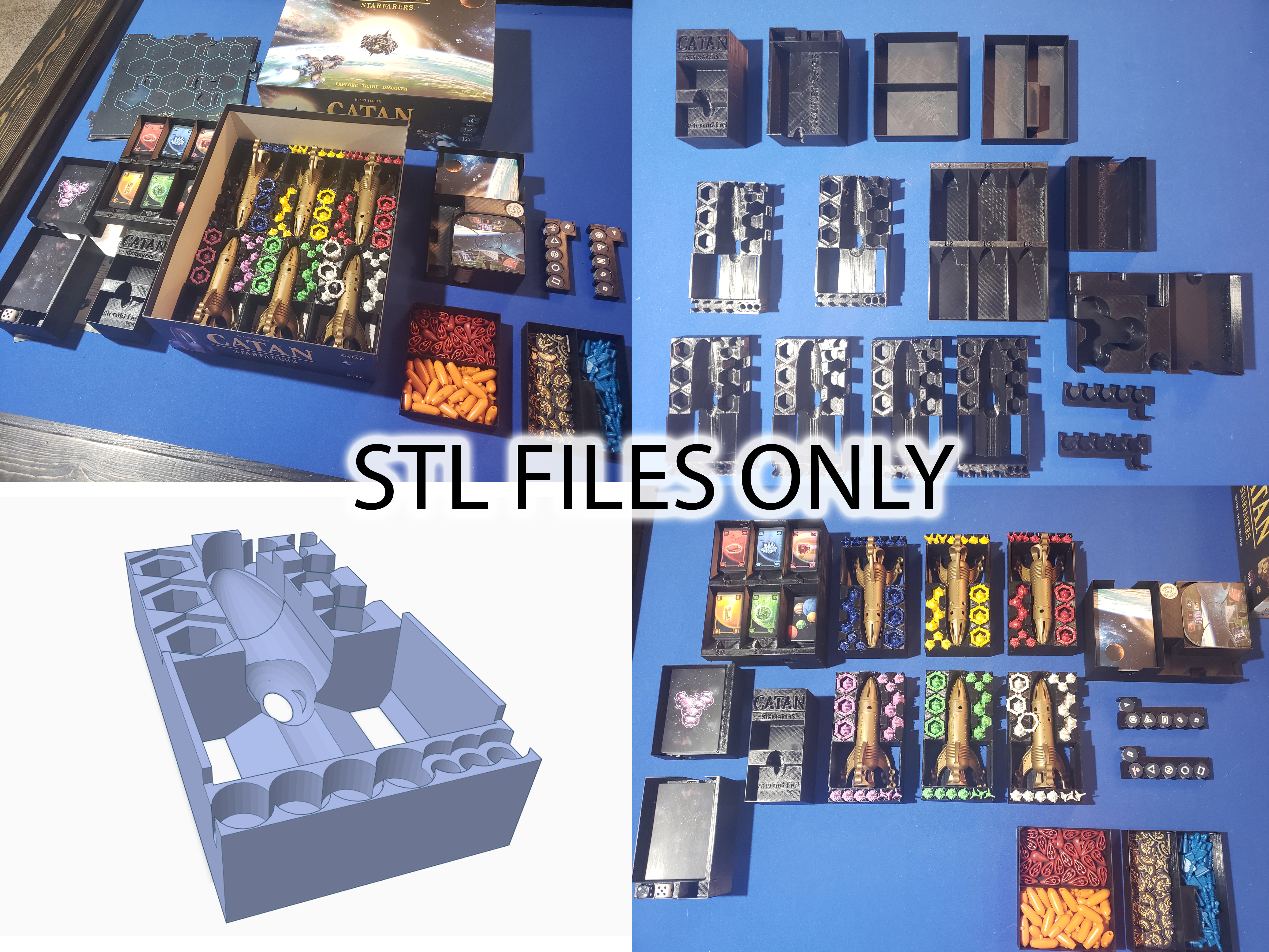 stl files catan starfarers & 5-6 player asteroids expansions insert 3D print model - Mito3D