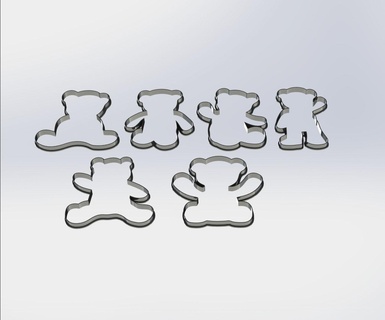 stl free - sweet teddy bear cookie cutter- 6 different shapes 3 sizes baking needs cutter kitchen 3d printing diy home sweets dessert 3d print model - Mito3D