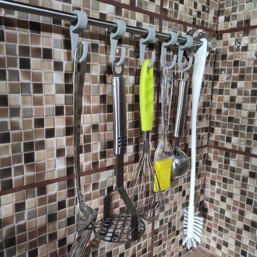 stl kitchen hook accessories hanger wall 3D print model - Mito3D