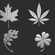 stl models 3d printing cnc leaf set jewelry sets leaves oak hemp clover canadian nature tree files 3d print model - Mito3D