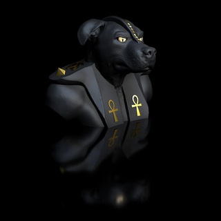 stl print file american staffordshire terrier anubis amstaff staff dog god ancient egypt bust statue qu3d 3d print model - Mito3D
