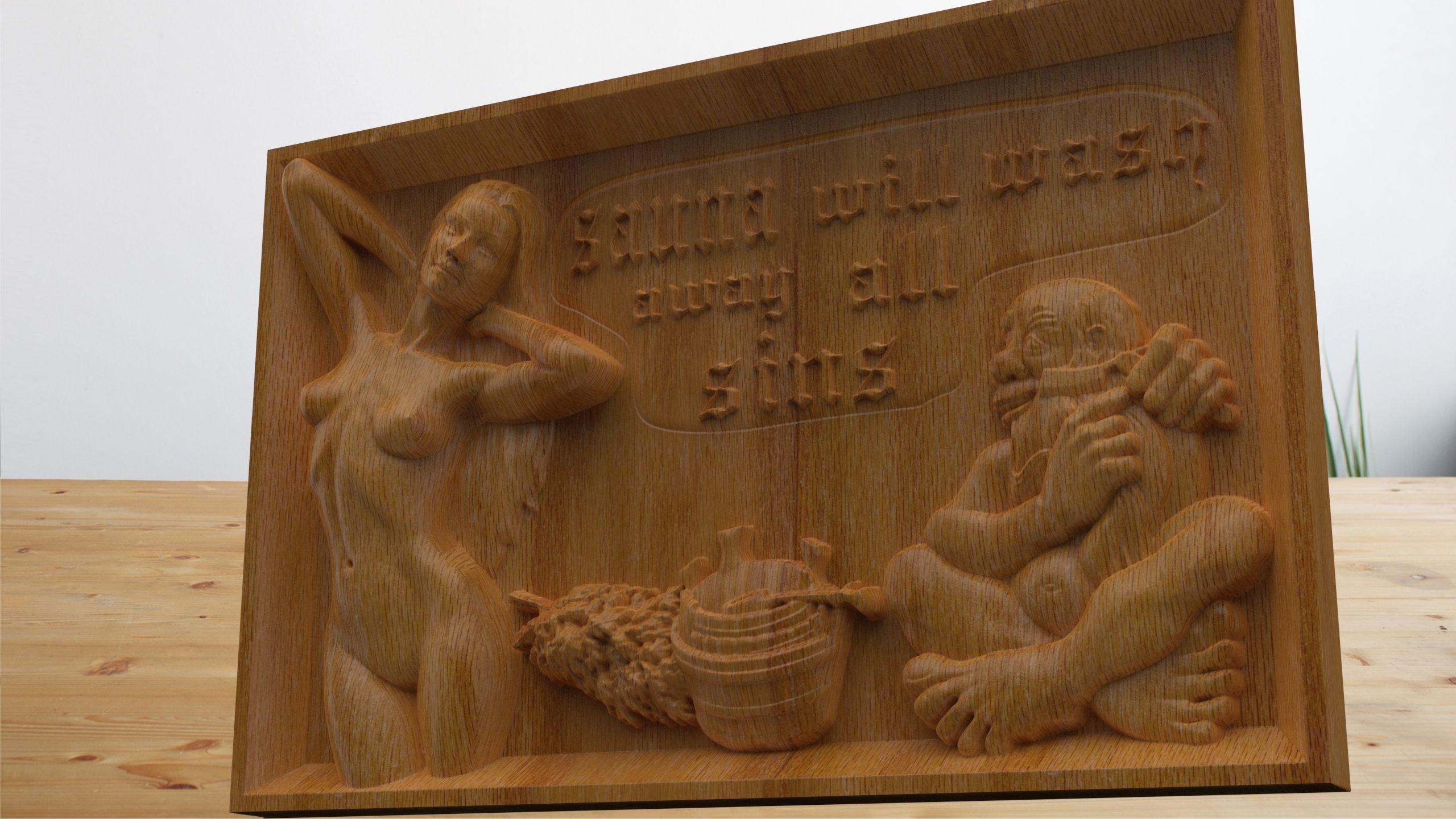 stl sauna anjo ideal Diversão decoração placa Arquivo prato modelo placascnc arquivos presente 3D print model - Mito3D
