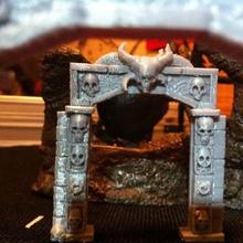 stone archway dungeon door alter columns dnd door dungeon dungeons and dragons dungeon terrain heroquest openforge pillars rpg skeleton skull table warhammer warhammer quest buildings_structures 3d print model - Mito3D