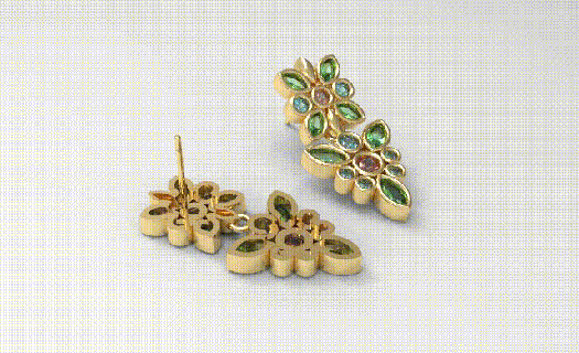 Roca flor pendientes pendiente joyería joya colgante oro plata diseño Moda 3d print model - Mito3D
