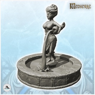 stone fountain statue woman vase 2 - medieval gothic feudal old archaic saga 28mm 15mm wargaming architecture tabletop miniatures scenery wargame game terrain house accessories middle age dark rose war traditionnal fantasy european village 3d print model - Mito3D