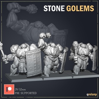 stone golems fantasy roleplaying tabletop miniature wargaming 3d print model - Mito3D