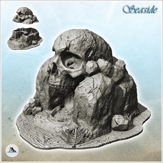 stone island skull-shaped rock cave 6 - pirate jungle beach piracy caribbean medieval skull renaissance building architecture tabletop miniatures scenery wargame game terrain wargaming accessories middle age tropical buccaneers corsairs sea harbour historical modern 3d print model - Mito3D