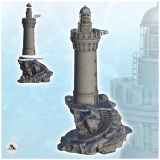 stone lighthouse rocky promontory access stairs 3 - pirate jungle island beach piracy caribbean medieval building architecture tabletop miniatures scenery wargame game terrain house accessories middle age tropical buccaneers corsairs sea harbour historical modern 3d print model - Mito3D