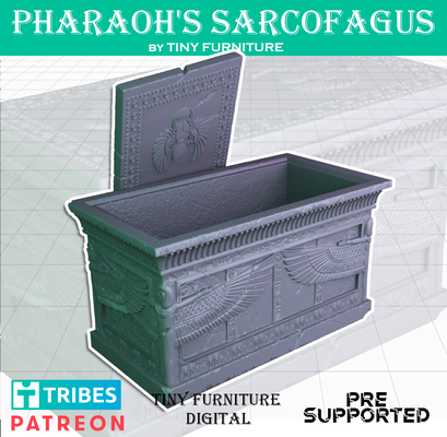 stone pharaoh's sarcofagus game tabletop miniatures roleplaying fallout d&d dnd pathfinder rpg 3d print model - Mito3D