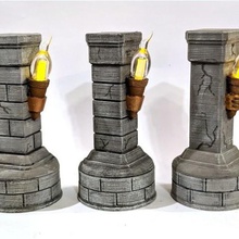 pilar de pedra bruxuleante da tocha jogo 28mm coluna dungeon gloomhaven lanterna led nsfw tealight brinquedo acessórios 3d print model - Mito3D