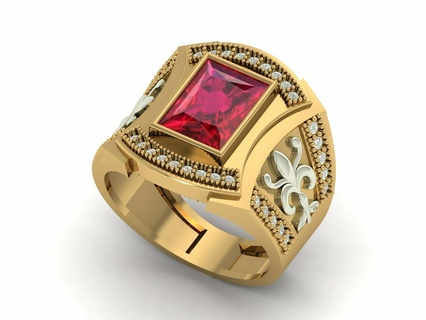stone ring mans ring jwllery gold mans  3d print model - Mito3D