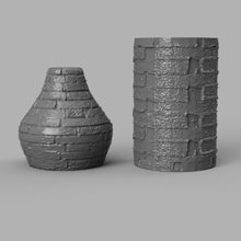 pedra vaso de 1 a casa pote tijolo medieval deco flor 3d print model - Mito3D