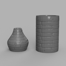Stein vase v2 x2 home pot brick mittelalterliche deco Blume 3d print model - Mito3D