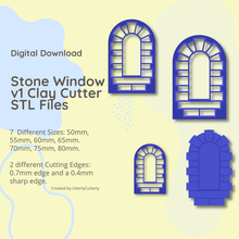 stone window v1 debossed clay cutter - stl digital file download- 7 sizes 2 versions 3d print model - Mito3D