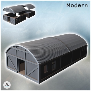storage hangar curved roof multiple windows 4 - modern ww2 ww1 world war diaroma wargaming rpg mini hobby Game building architecture tabletop miniatures scenery wargame game terrain accessories normandy west two contempory flames yankee walking crisis bolt 3d print model - Mito3D
