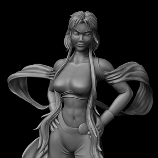 tormenta x men embate serie Arte X Men ororo heroína héroe escultura 3d esculpir imprimible arte fan cómic 3d print model - Mito3D