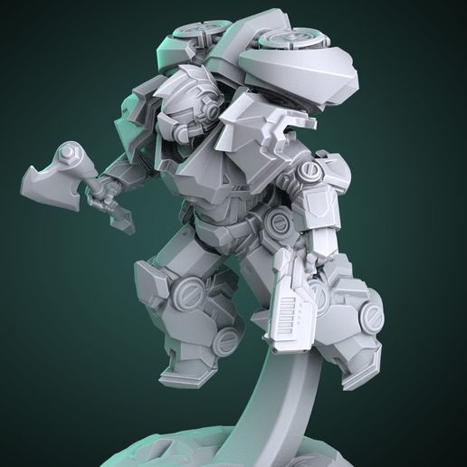 tormenta Guardia saltador pelea confusa juego armadura espacio marina soldado jetpack hacha espada cadena plasma 3D print model - Mito3D