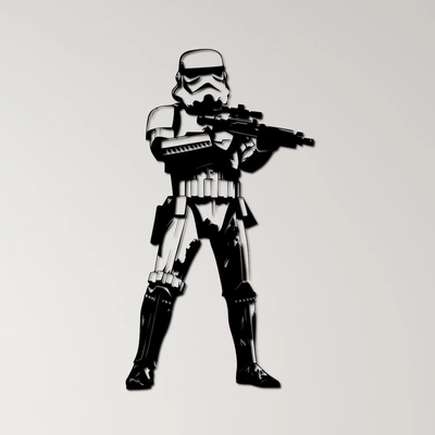 storm trooper wall art imperial soldier star wars galactic empire white armor sci-fi movie space legion iconic helmet warfare film character armored unit intergalactic silhouette rebel adversary villain stormtrooper enforcer cinematic sp 3d print model - Mito3D