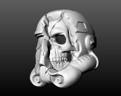 Stormtrooper cráneo fusión anillo estrellas guerra inspirado joyería joya oro imprimible plata Moda brillante platino anillos tormenta soldado 3d print model - Mito3D