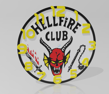 stranger things clock hellfire club reloj watch netflix 3d print model - Mito3D