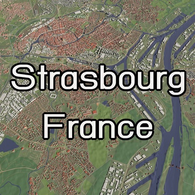 strasburgo francia città urbano carta geografica europa nazione strada terreno montagna collina edificio viaggio fiume 3d print model - Mito3D