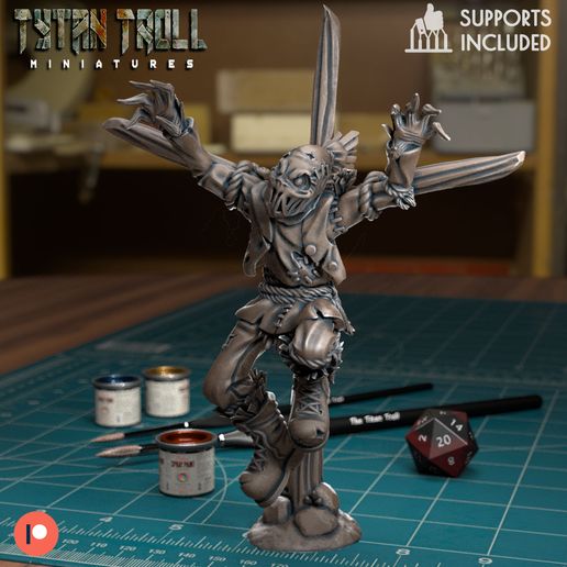 Paja espantapájaros atascado pre supported juego dnd miniatura minis mazmorras dragones 32mm tytantroll miniaturas Patreon Víspera Santos miedo 3D print model - Mito3D