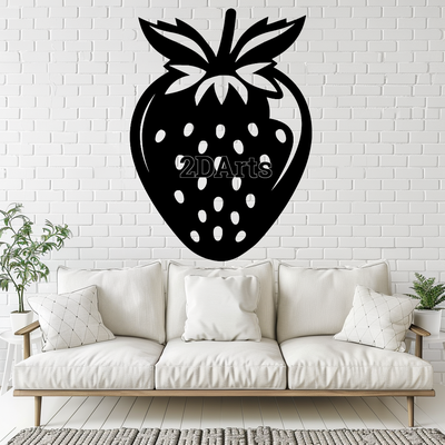 strawberry 2d wall art window - digital stl & svg file home fruit decor 3d printing laser cutting home cults3d download kitchen modern minimalist rustic farmhouse summer birthday gift housewarming unique dining room 3d print model - Mito3D