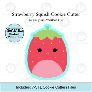 strawberry squish cookie cutter stl file cutters squishmallow 3d print model - Mito3D