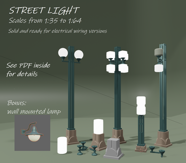 strada oggetti collezione 1 35 43 50 64 28 mm kit lampada polo infrastruttura città moderno 48 55 60 kitbash assemblaggio 3d print model - Mito3D