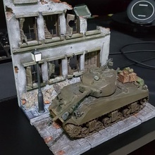 Straße zerstörten Haus ww2 verschiedene tank ruiniert Modell diorama sherman m4 1 35 panzer 3d print model - Mito3D
