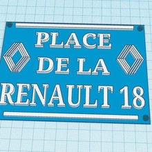 rua placa renault 18 3d print model - Mito3D