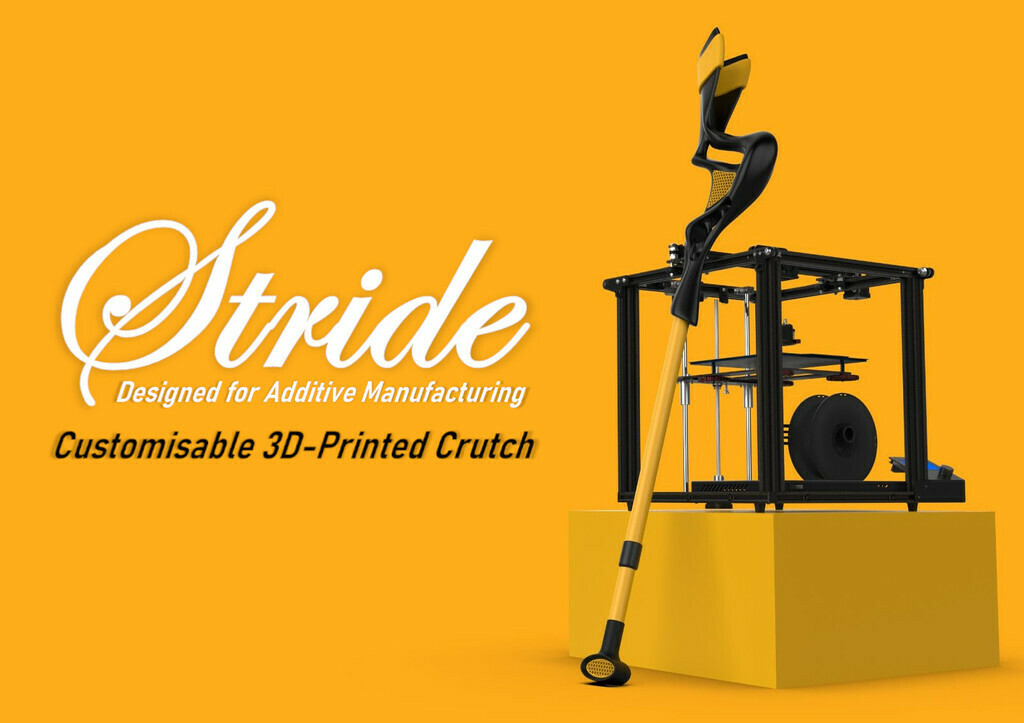 stride customisable futuristic 3d printed crutch featured fusion 360 lattice ntopology topology optimization engineering prototyping invention innovation 3D print model - Mito3D