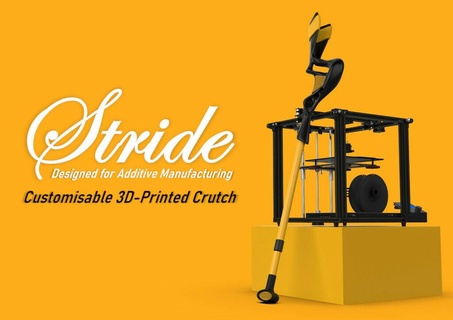 stride customisable futuristic 3d printed crutch featured fusion 360 lattice ntopology topology optimization engineering prototyping invention innovation 3d print model - Mito3D