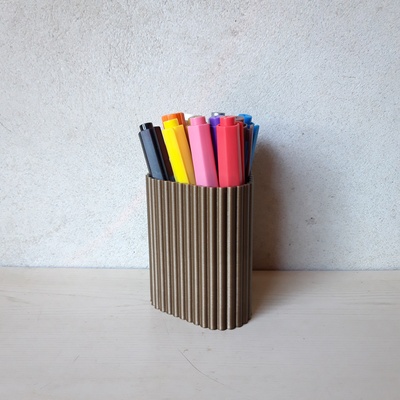 striped pencil holder home pen home decor desk organization 3dprinting design 3d print model - Mito3D