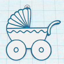 stroller baby shower souvenir keychain 3d print model - Mito3D