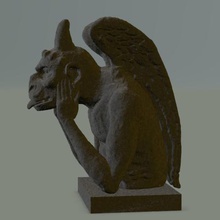stryge chimères de la cathédrale notre dame paris viollet-le-duc art le buste figure figurine gargouille monstre statue 3d print model - Mito3D