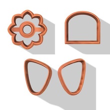 stud clay cutter set polymer cutters basic shapes arch flower daisy earring 3d print model - Mito3D