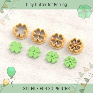 stud clover pack saint patrick's day polymer clay cutters cutter tools earring st patrick 3d print model - Mito3D