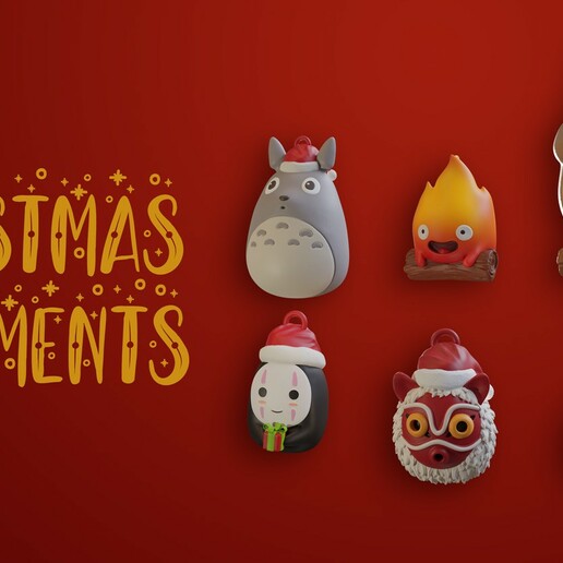 studio ghibli Natale ornamenti carina chihiro viso diorama Hirama giocattolo arte anime totoro mononoke calcifer ululato faccia 3D print model - Mito3D