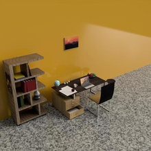 salle d'étude de l'architecture des papiers rose table travail placard président chambre 3d print model - Mito3D
