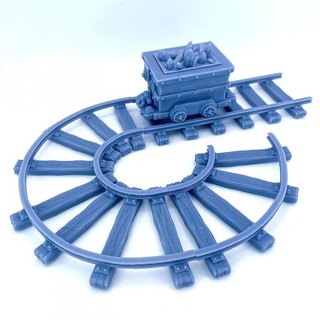 sturdy iron minecart & rails set fantasy terrain wargames wargaming minecraft mine dwarf dungeonsanddragons tabletop minis dungeon cave dnd pathfinder mining crystals gloomhaven ttrpg 5e 3d print model - Mito3D