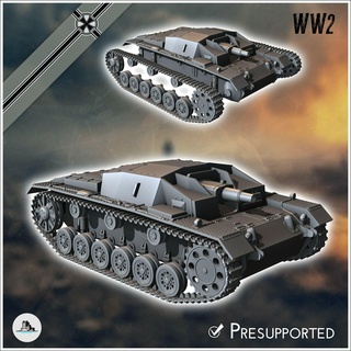 sturmgeschutz stug iii ausf c sdkfz 142-1 - germany eastern western front normandy stalingrad berlin bulge wwii 3d print model - Mito3D