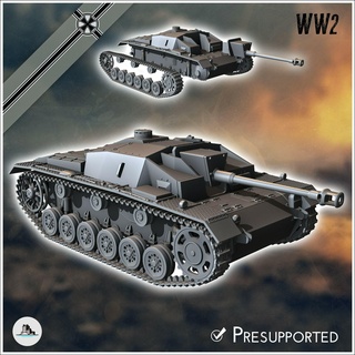 sturmgeschutz stug iii ausf f sdkfz 142-1 - germany eastern western front normandy stalingrad berlin bulge wwii 3d print model - Mito3D