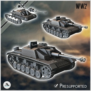 Arma assalto vadia iii Ausf 1943 tempestades Produção sdkfz 142 1 Alemanha Oriental ocidental frente normandia Stalingrado Berlim protuberância wwii 3d print model - Mito3D