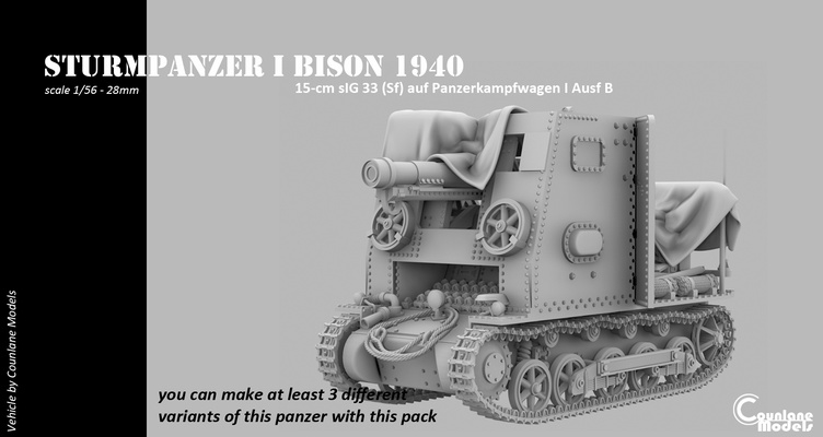 sturmpanzer bison spiel ww2 1 56 28mm panzer 3d print model - Mito3D