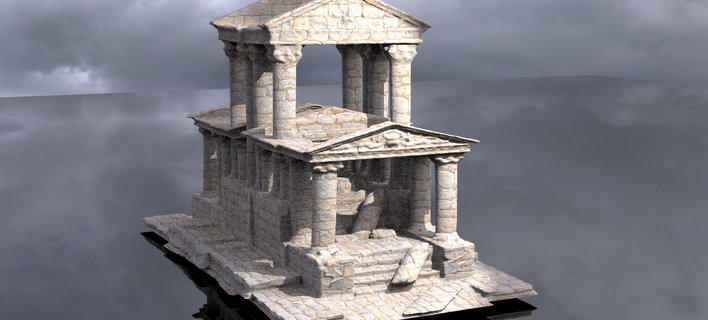 stylisé ancien calcul res grec ruiner grand 2 temple alterner version ruines architecture bâtiments fantaisie donjon image jour architectural modèles 3d print model - Mito3D