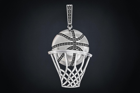 stylish basketball pendant 302 3dprinted design fashion gold golden jewel jewellery jewelry print printabl printable printing prototyping silver 3d print model - Mito3D