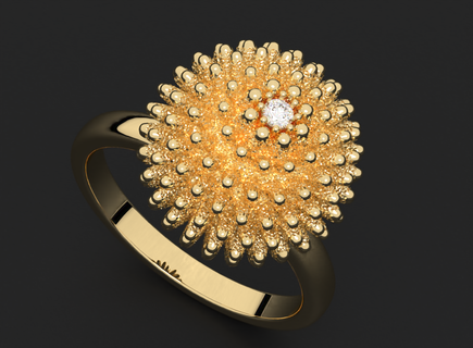 elegante cactus anillo 508 3dprinted diseño Moda oro dorado joya joyería impresión imprimible prototipos anillos plata 3d print model - Mito3D