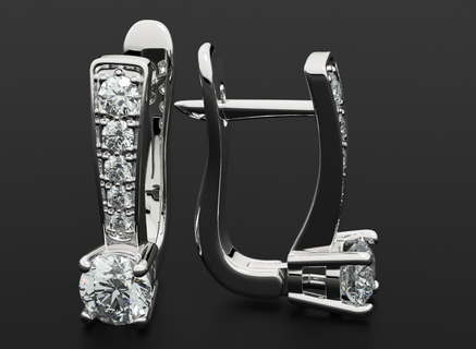 élégant diamant boucles d'oreilles 511 3dprinted conception mode or d'or bijou bijoux impression imprimable prototypage argent 3d print model - Mito3D