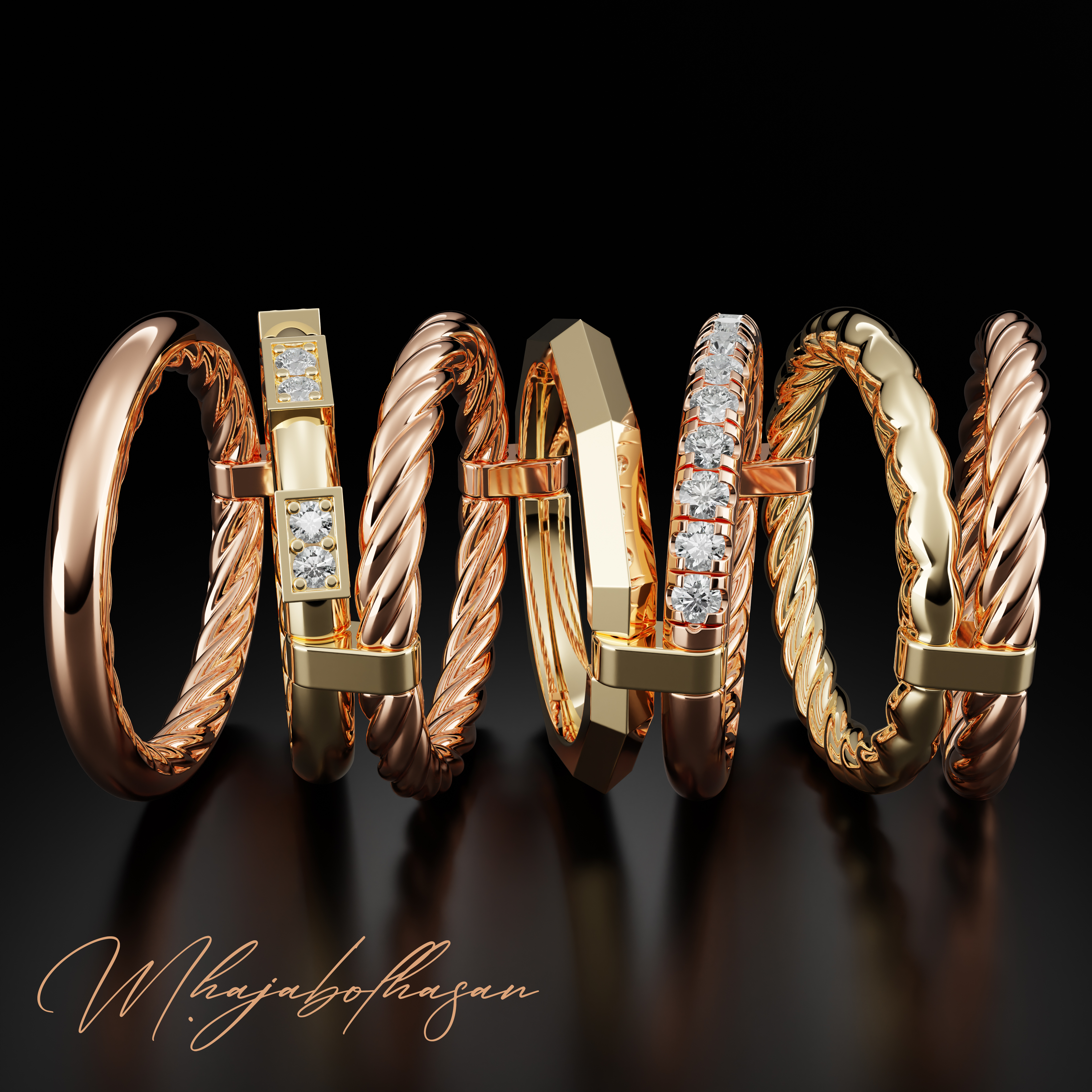 élégant diamant bague bijoux argent imprimable anneaux engagement brillant mode or goujat carat bijou gemme 3D print model - Mito3D